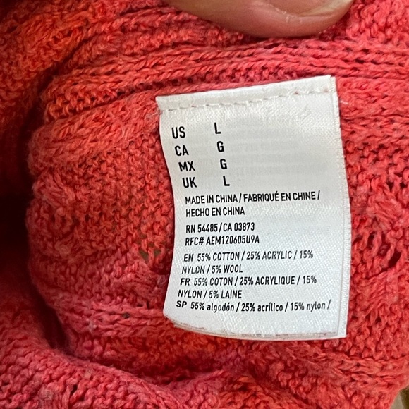 American Eagle Outfitters Coral Crew Neck Cable Knit Sweater L/ G Better For M - Picture 6 of 8
